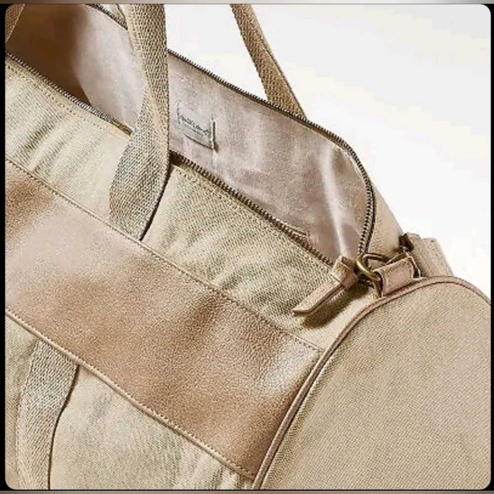 Hearth & Hand with Magnolia Waxed Canvas Travel Duffel Bag Khaki